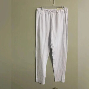 Soft Surroundings Pants White Pull On Straight Coastal Size Medium Tall 10 12
